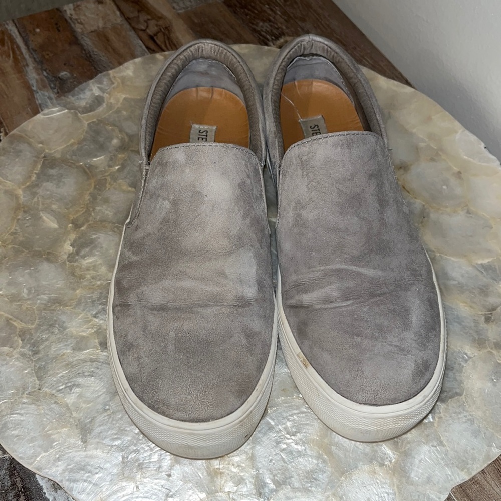 Gray Suede Steve Madden slip on sneaker